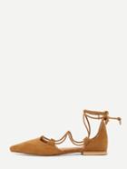 Romwe Brown Faux Suede Strappy Sandals