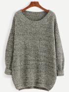 Romwe Olive Green Marled Knit Cocoon Sweater