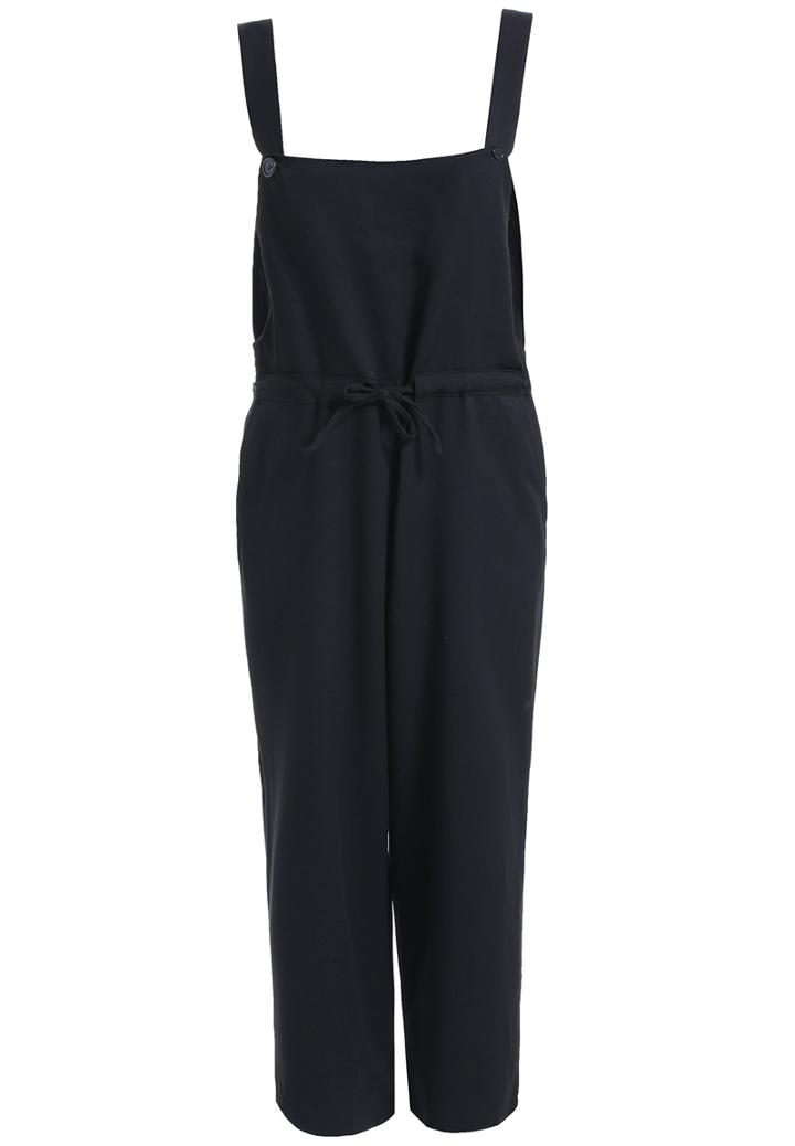 Romwe Strap Drawstring Loose Jumpsuit
