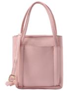 Romwe Embossed Square Tote Bag - Pink