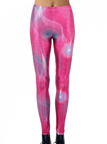 Romwe Pink Slim Aperture Print Legging