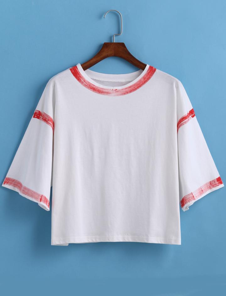 Romwe Graffiti Print Loose White T-shirt