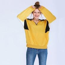Romwe Color Block Stand Collar Sweatshirt