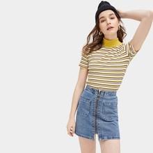 Romwe Striped High Neck Tee