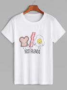 Romwe White Letter And Cartoon Print T-shirt