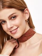 Romwe Brown Crisscross Band Wide Choker Necklace