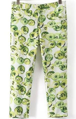Romwe Apple Print Slim Pant