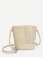 Romwe Straw Bucket Bag With Inner Pouch