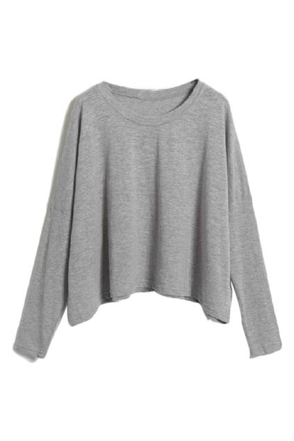 Romwe Long Sleeves Loose Basic T-shirt