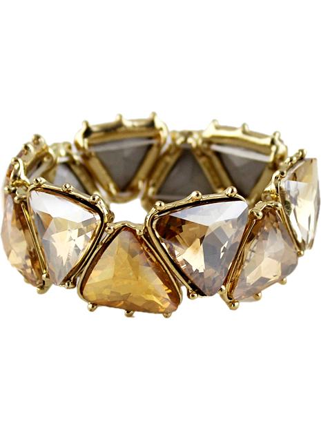Romwe Champagne Gemstone Gold Geometric Bracelet