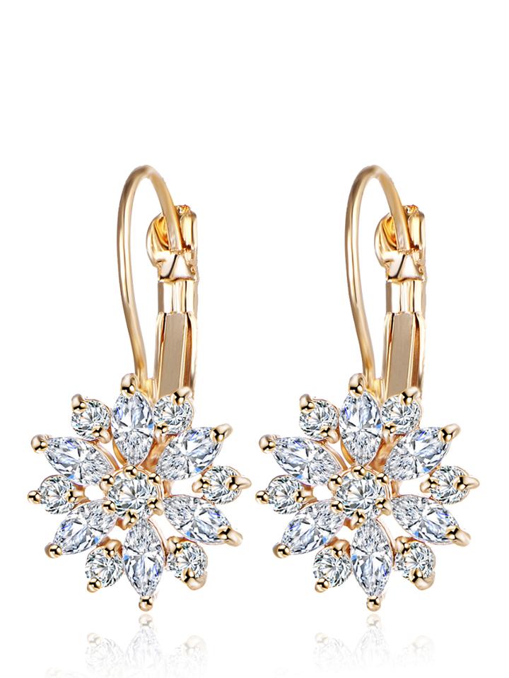 Romwe Rhinestone Flower Hoop Earrings