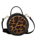 Romwe Leopard Print Round Black Bag