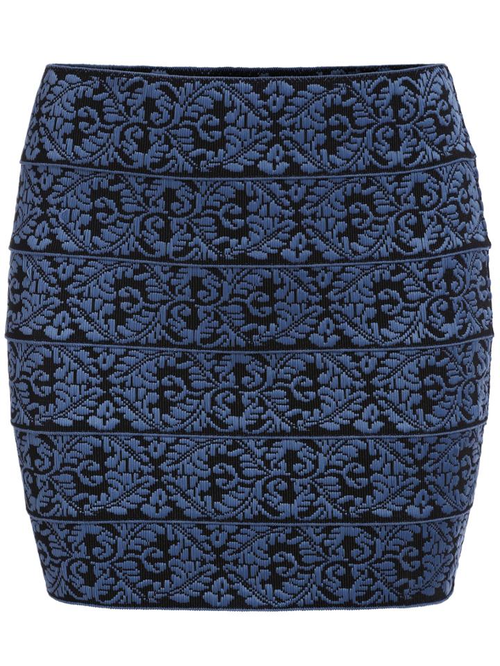Romwe Embroidered Knit Bodycon Skirt