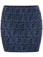 Romwe Embroidered Knit Bodycon Skirt