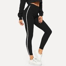Romwe Letter Tape Side Leggings