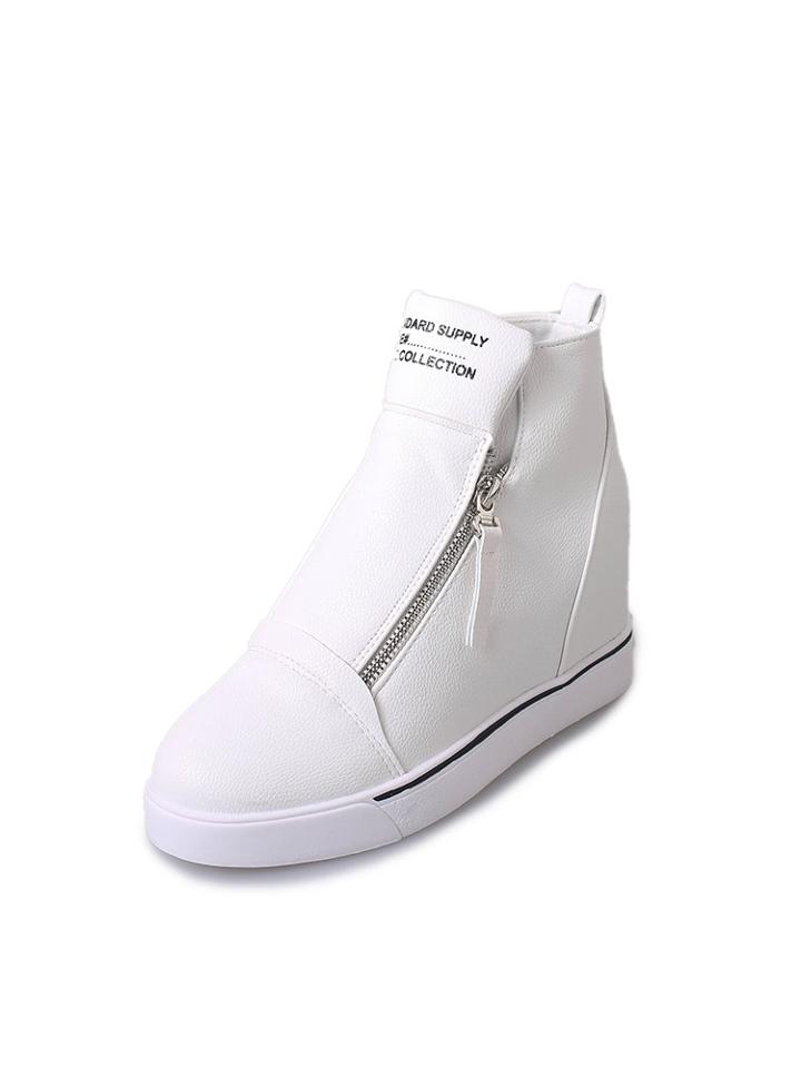 Romwe Zip Detail High Top Wedge Sneakers