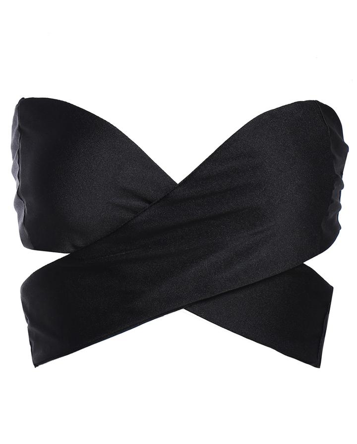 Romwe Strapless Cut Out Black Vest
