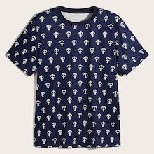 Romwe Guys Anchor Print Tee
