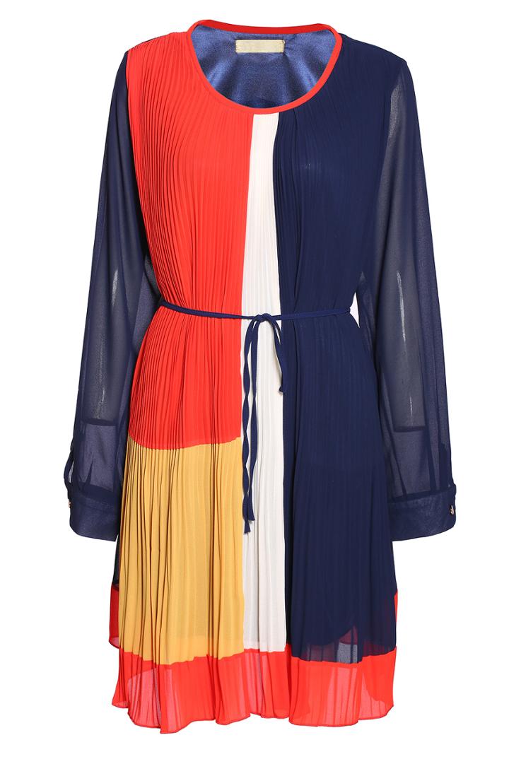 Romwe Colour-block Broomstick Drawstring Dress