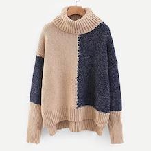 Romwe Cut And Sew Dip Hem Jumper