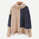 Romwe Cut And Sew Dip Hem Jumper