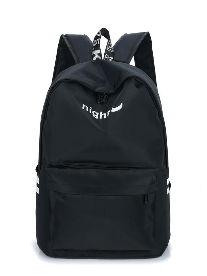 Romwe Night & Moon Print Side Striped Backpack