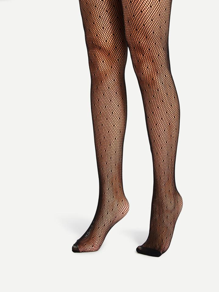 Romwe Dot Design Fishnet Stockings