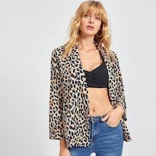 Romwe Leopard Shawl Collar Blazer