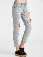 Romwe Light Wash Distressing Ripped Jeans