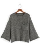 Romwe Round Neck Pocket Loose Sweater