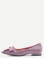 Romwe Pink Pointed Toe Flower Decorated Flats