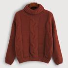 Romwe High-neck Cable Knit Sweater