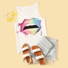 Romwe Lip Print Top