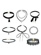 Romwe Lace & Velvet Wrap Choker Set