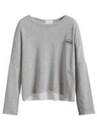 Romwe Grey Letter Embroidered Drop Shoulder T-shirt