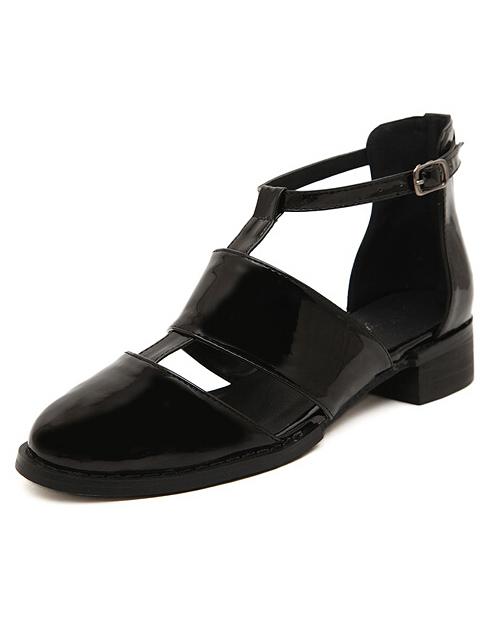 Romwe Black Cutout Buckle Strap Sandals