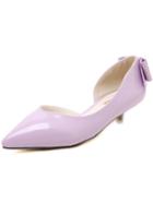 Romwe Purple Point Toe Side Cutout Bow Low Heeled Pumps