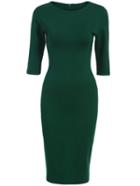 Romwe Half Sleeve Slim Green Dress