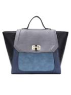 Romwe Color Block Rhinestone Turnlock Trapeze Bag