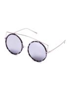 Romwe Silver Frame And Lens Round Sunglasses