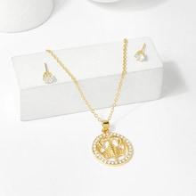 Romwe Capricorn Pendant Necklace & Earrings Set