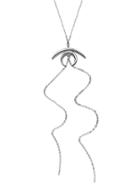 Romwe Silver Crescent Pendant Boho Link Necklace