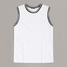 Romwe Guys Striped Trim Sport Mesh Top