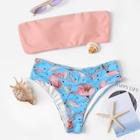 Romwe Random Bandeau Top With Wrap Floral Bikini Set