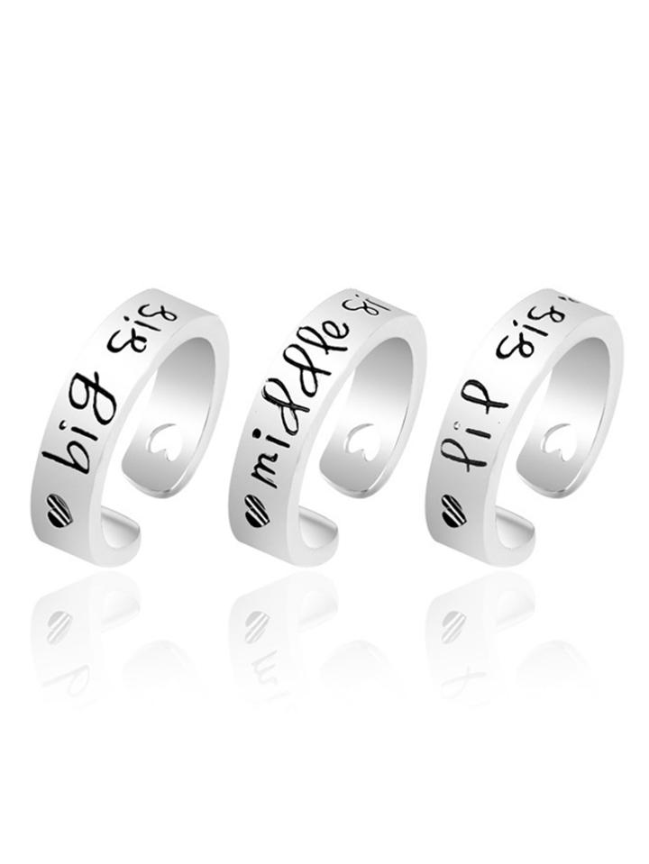 Romwe Letter Print Ring Set