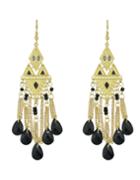 Romwe Black Beads Chandelier Earrings