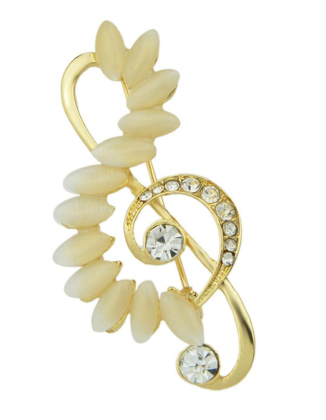 Romwe Gold Plated Rhinestone Brooch