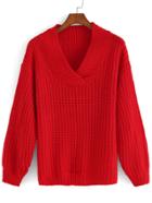 Romwe V Neck Knit Sweater