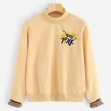 Romwe Floral Embroidered Sweatshirt