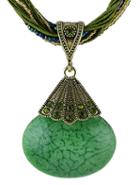 Romwe Green Gemstone Pendant Necklace